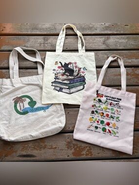 Set of 3 Canvas Reusable & Washable Bags